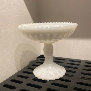 Vintage White Milk Glass Pedestal Dish